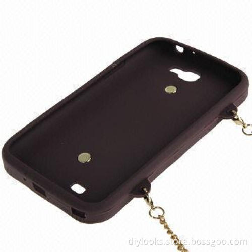 Unique Ladies' Dual-use Bag Style Plaid Texture Silicone Case with Hand Strap, OEM Orders Welcomed